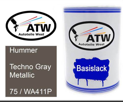 Hummer, Techno Gray Metallic, 75 / WA411P: 500ml Lackdose, von ATW Autoteile West.